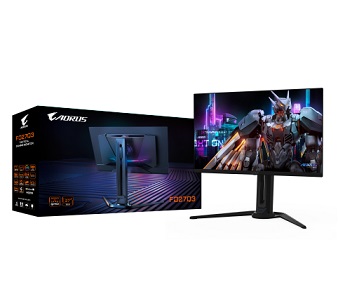 מסך מחשב לגיימרים 27 אינץ' רמקולים מובנים ג'יגהבייט Gigabyte AORUS FO27Q3 Gaming Monitor 27 Inch 2K 2560x1440 QHD QD-OLED 360Hz 0.03ms AMD FreeSync Premium Pro 2xHDMI 1xDP 3x USB 1xEarphone Jack Speaker RGB Black